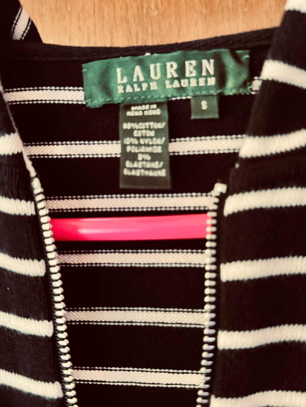 Ralph Lauren Black and White Striped Zip Hoodie Jacket - Picture 3 of 4